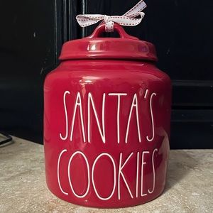 NEW Rae Dunn Santa’s Cookies Red Canister Cookie Jar Holiday Christmas